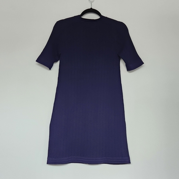 ZARA Short Sleeve Navy Blue A-Line Knit Dress Size M - Picture 8 of 8